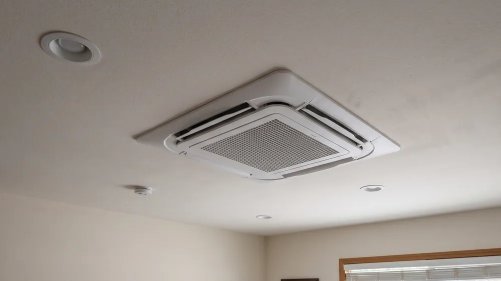 Four-way ceiling cassette in a finished room.